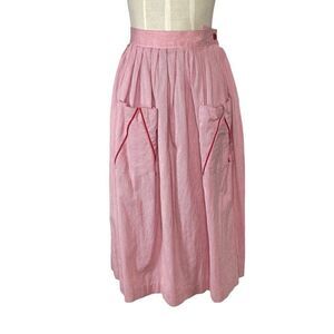 Victoire XS VTG 8 Pink Corduroy Skirt Midi Pleated 80s VTG Pockets Cottagrcore